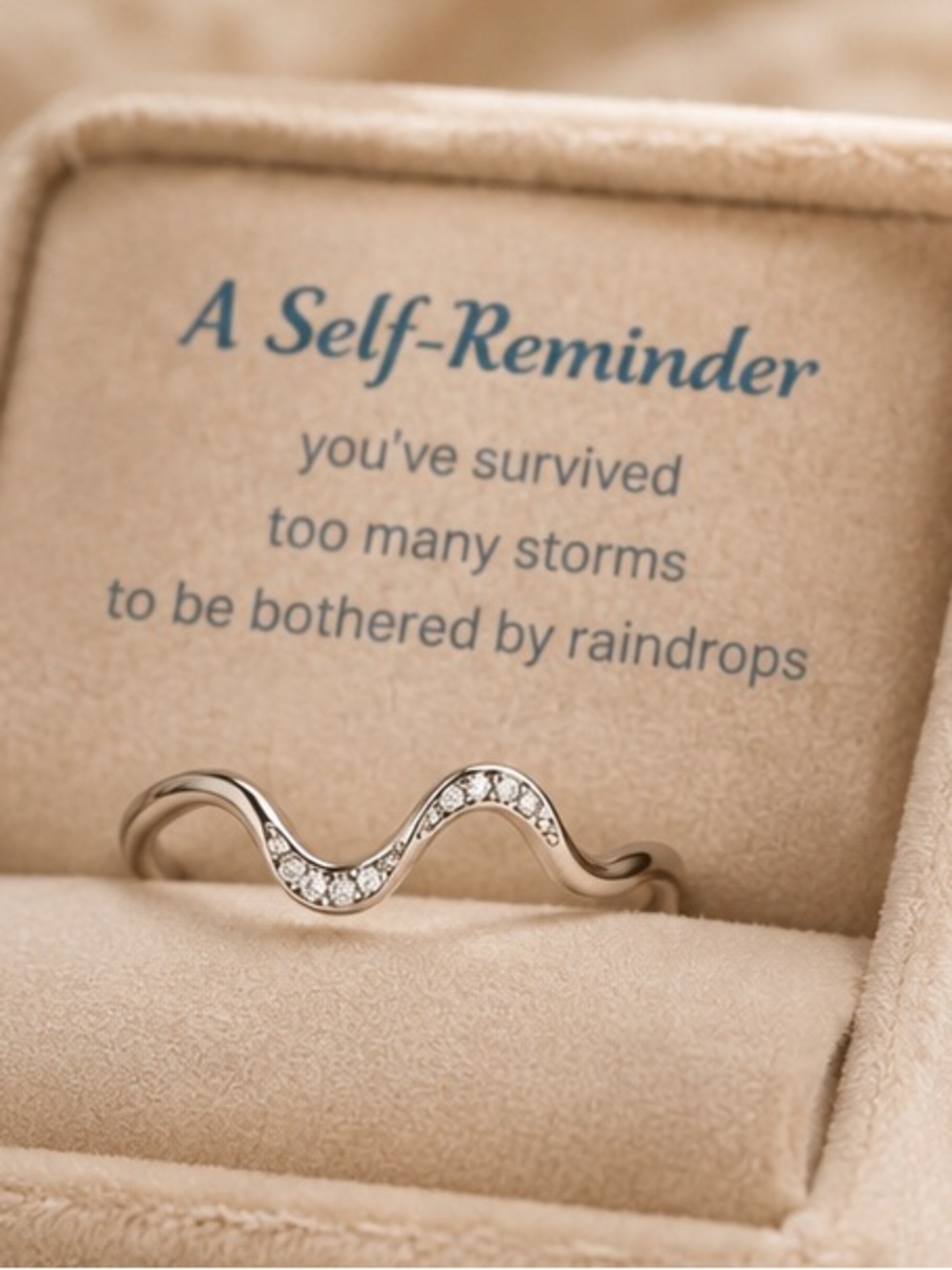 3 for $15  Wave Ring with CZ Accents - Silver